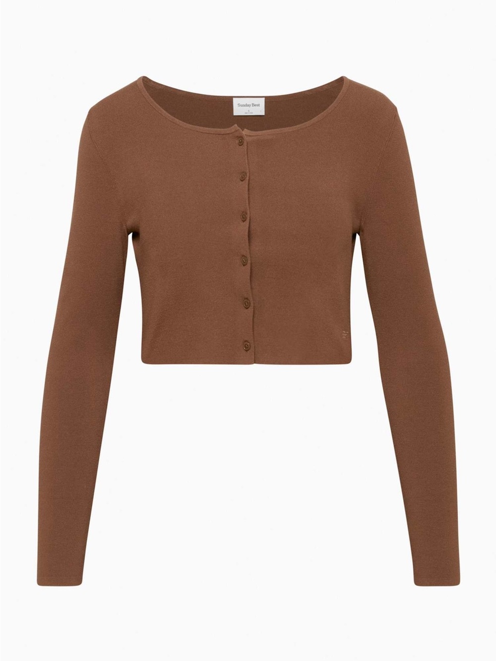 Sunday Best Chestnut Brown Cropped Button-Up Cardigan Size Large